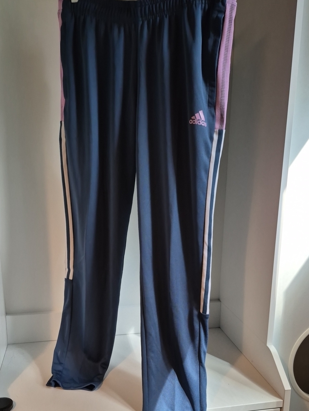 adidas Ankle Jipper Soccer Track Pant with Pink Stripe Accents